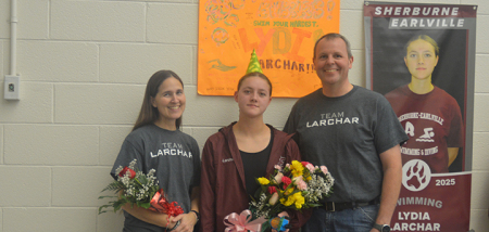 S-E Swim honors senior Lydia Larchar against Cooperstown